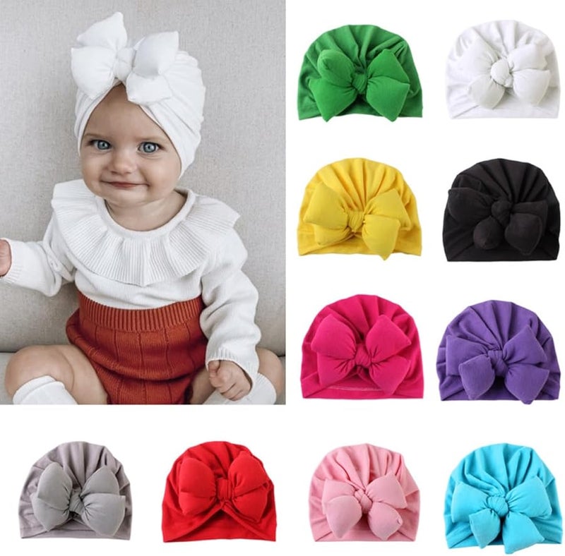 Newborn Baby Bowknot Hat Soft Cotton Photo Prop Hospital Cap Pink - Image 3